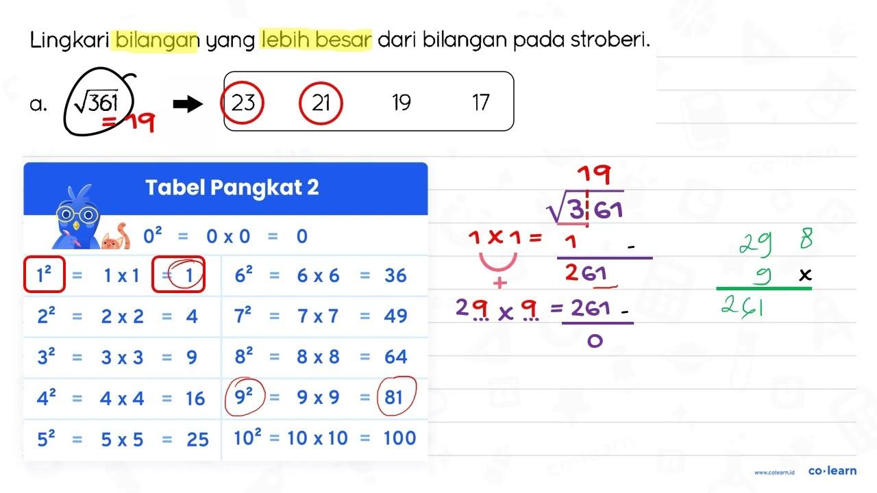 Lingkari bilangan yang lebih besar dari bilangan pada