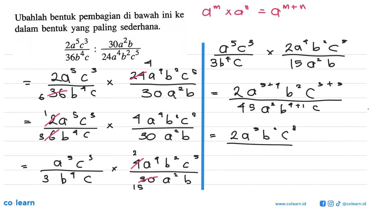 Ubahlah bentuk pembagian di bawah ini ke dalam bentuk yang