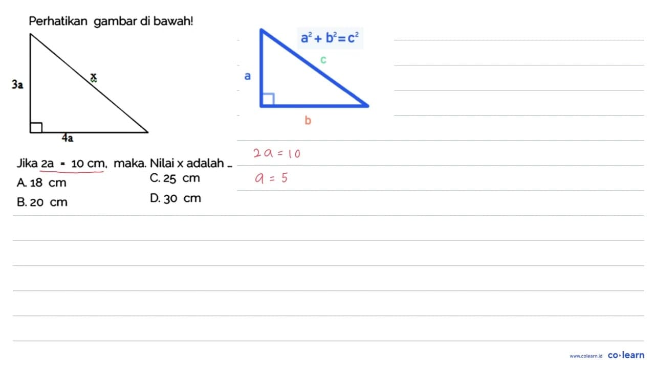 Perhatikan gambar di bawah! 3a x 4a Jika 2a=10 cm, maka