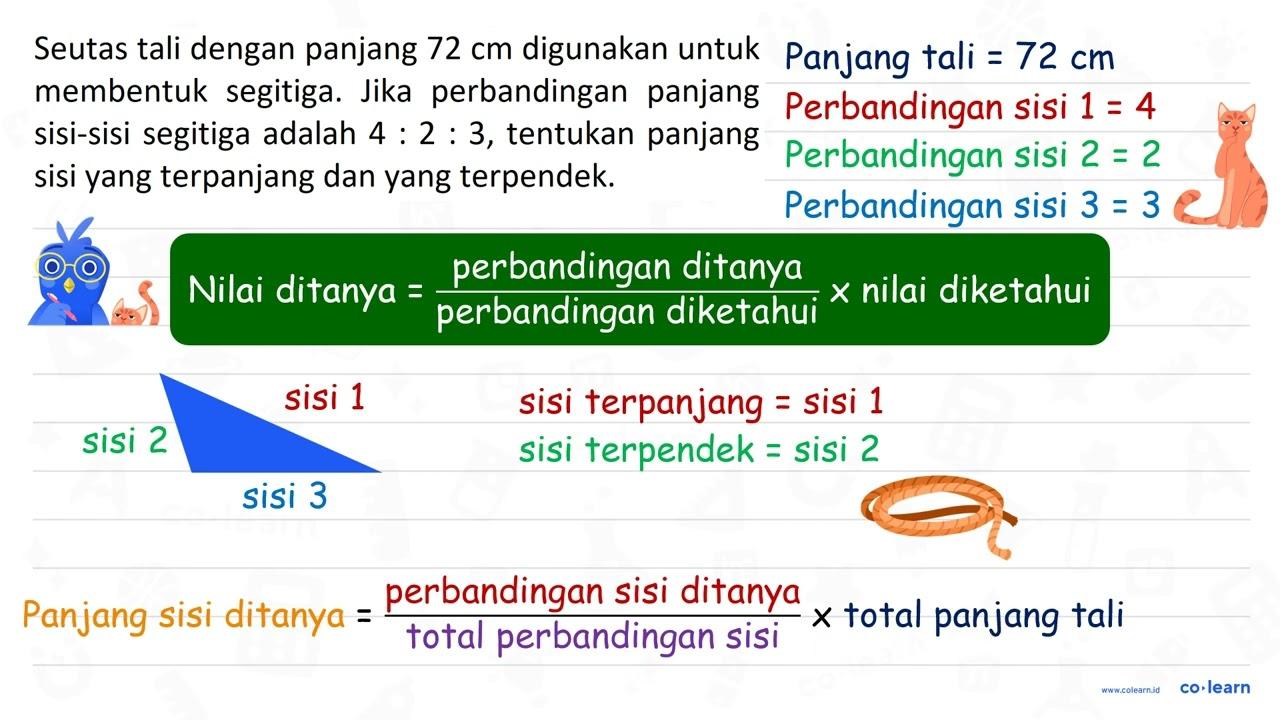 Seutas tali dengan panjang 72 cm digunakan untuk membentuk