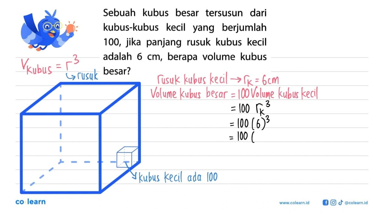 Sebuah kubus besar tersusun dari kubus-kubus kecil yang