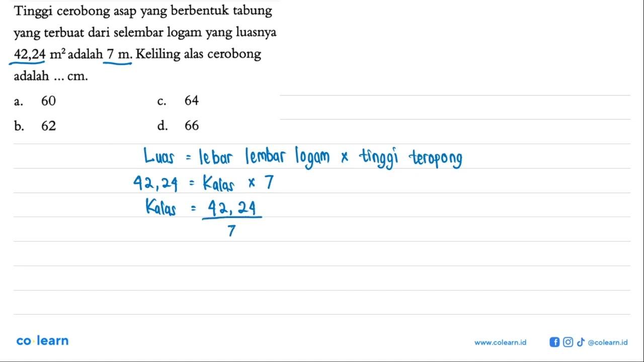 Tinggi cerobong asap yang berbentuk tabung yang terbuat