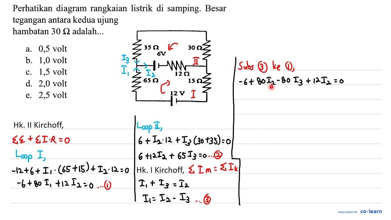 Perhatikan diagram rangkaian listrik di samping. Besar