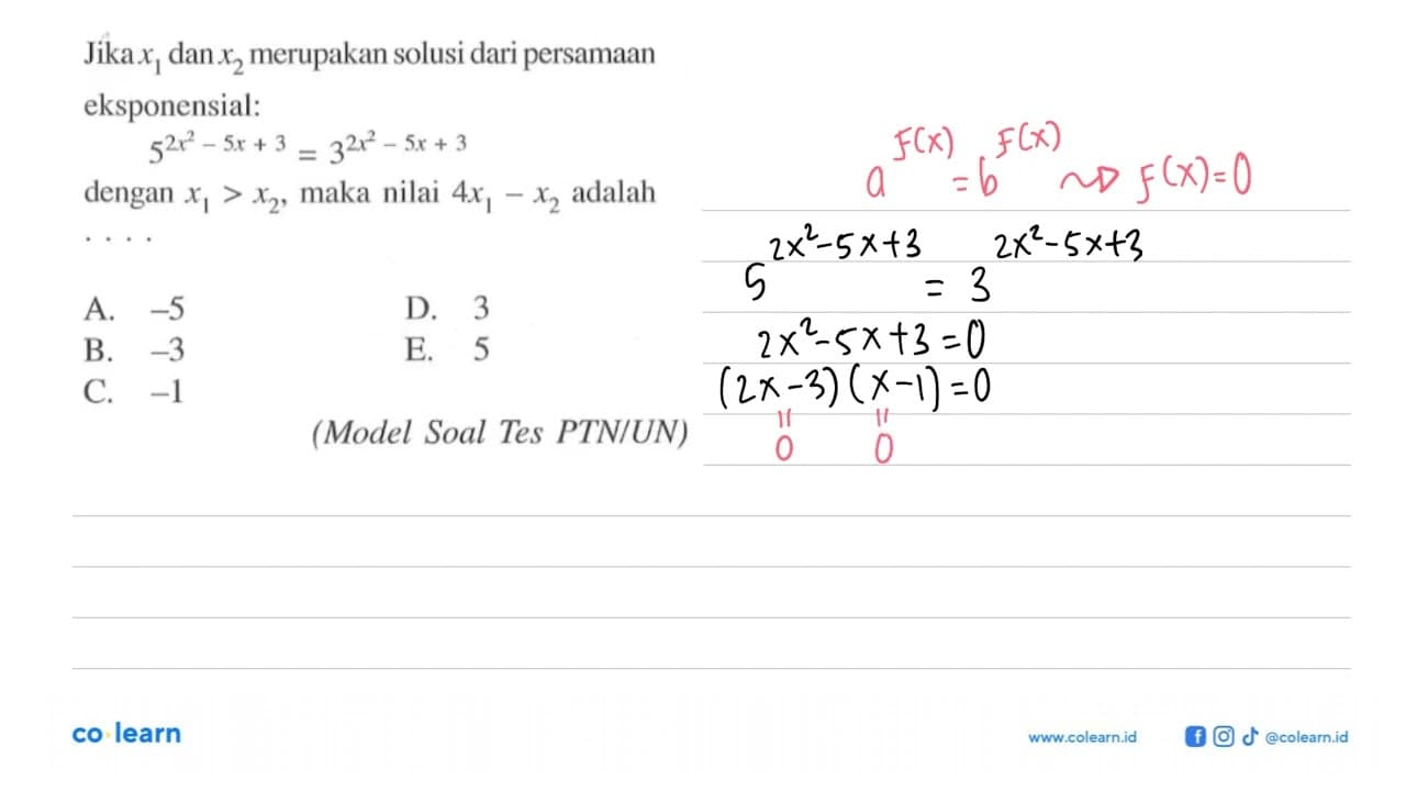 Jika x1 dan x2 merupakan solusi dari persamaan