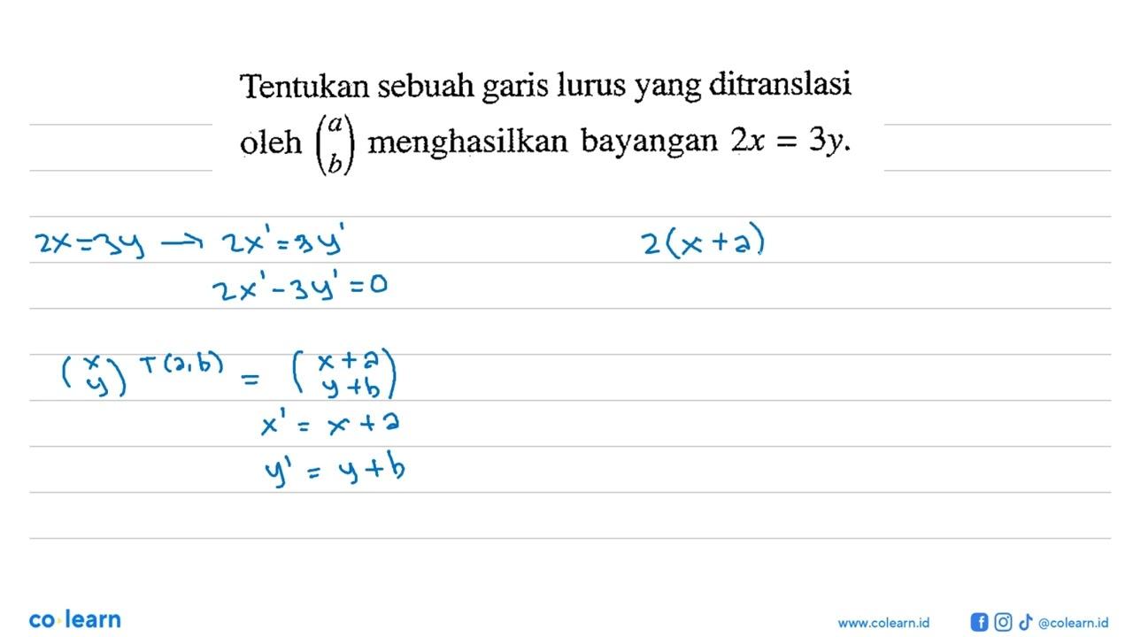 Tentukan sebuah garis lurus yang ditranslasi oleh (a b)