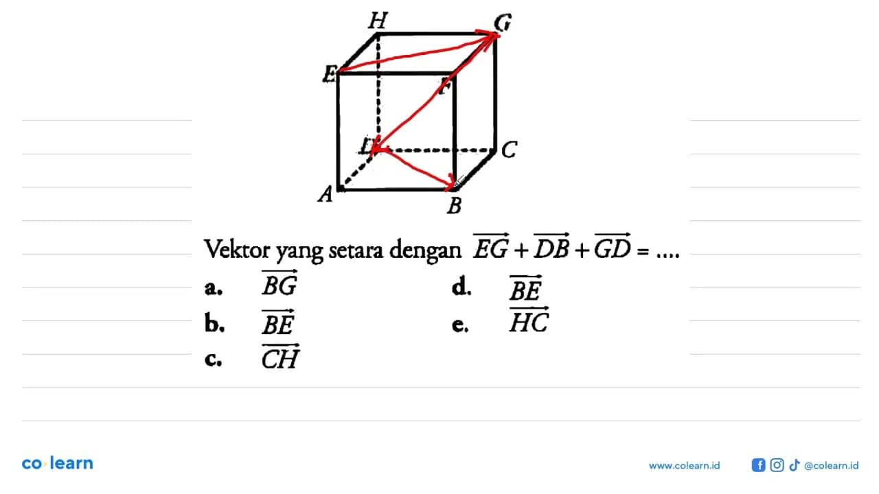 Vektor yang setara dengan vektor EG+ vektor DB+ vektor