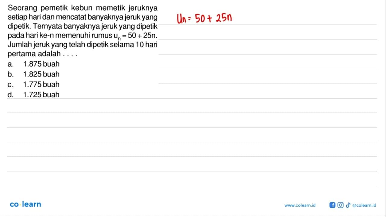 Seorang pemetik kebun memetik jeruknya setiap hari dan