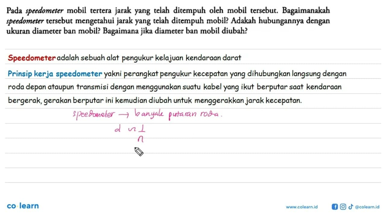 Pada speedometer mobil tertera jarak yang telah ditempuh