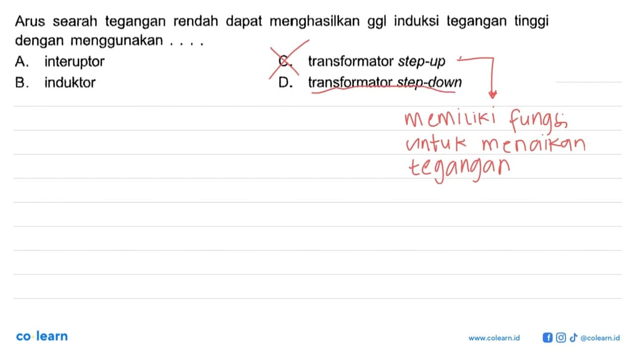 Arus searah tegangan rendah dapat menghasilkan ggl induksi