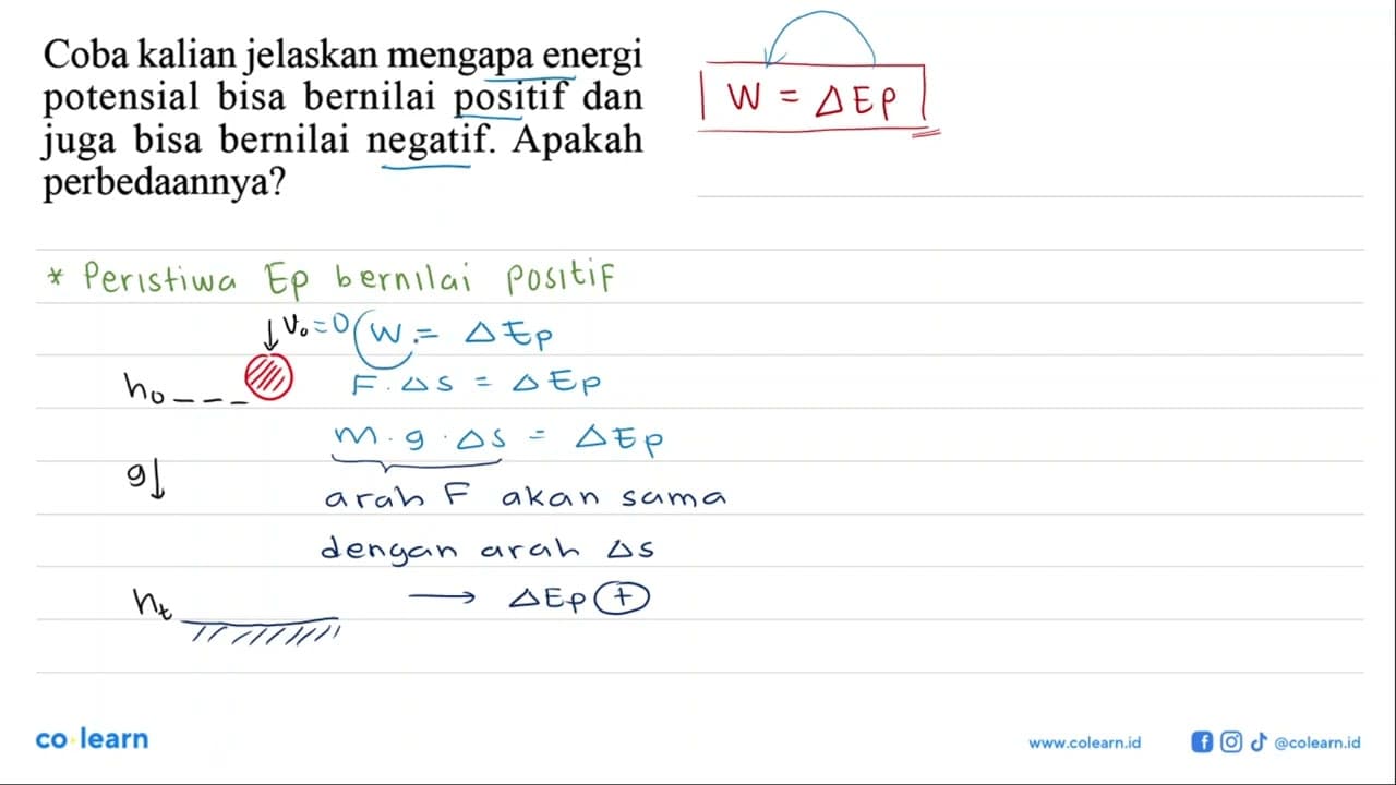 Coba kalian jelaskan mengapa energi potensial bisa bernilai