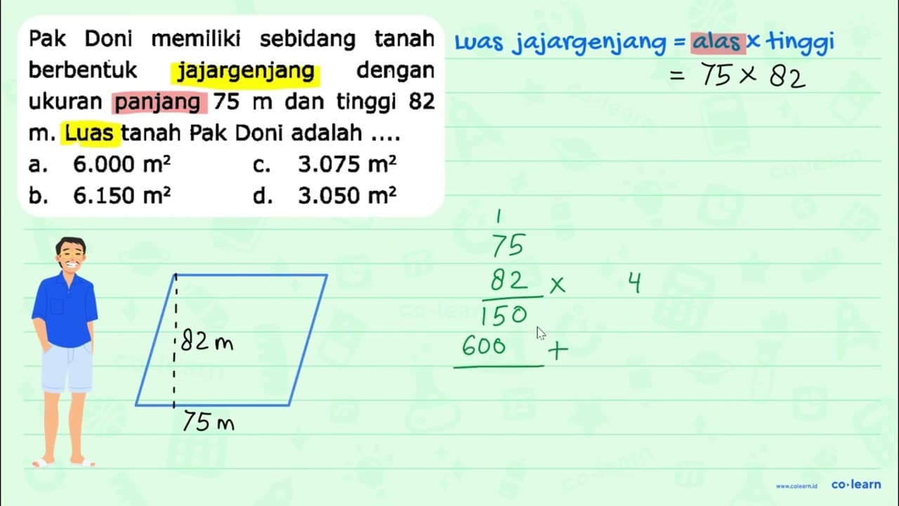 Pak Doni memiliki sebidang tanah berbentuk jajargenjang