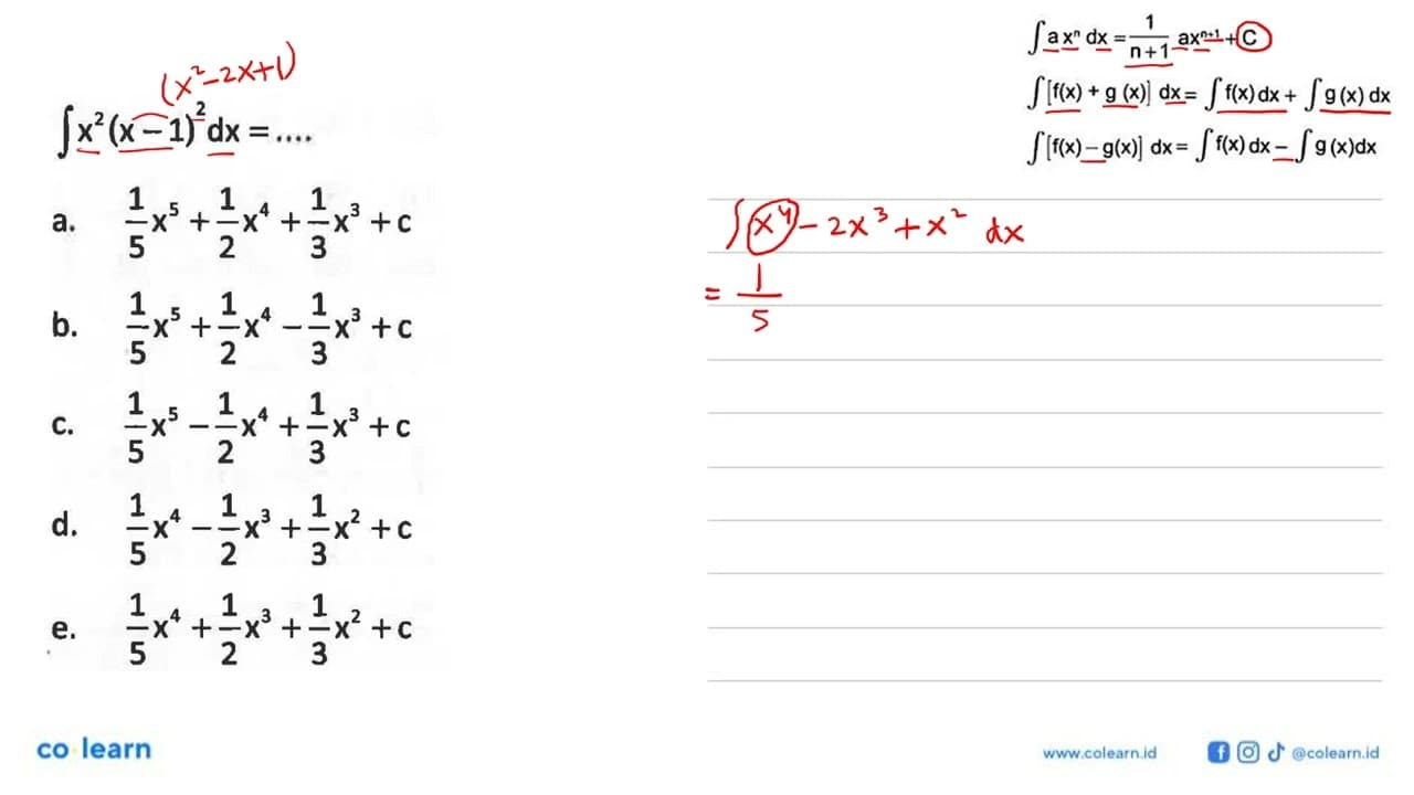 integral x^2(x-1)^2 dx= ....