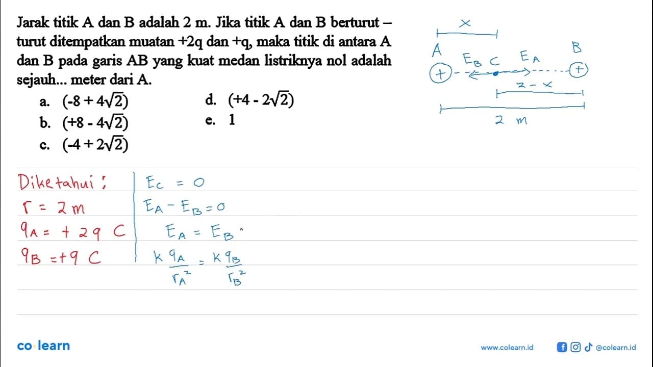 Jarak titik A dan B adalah 2 m. Jika titik A dan B