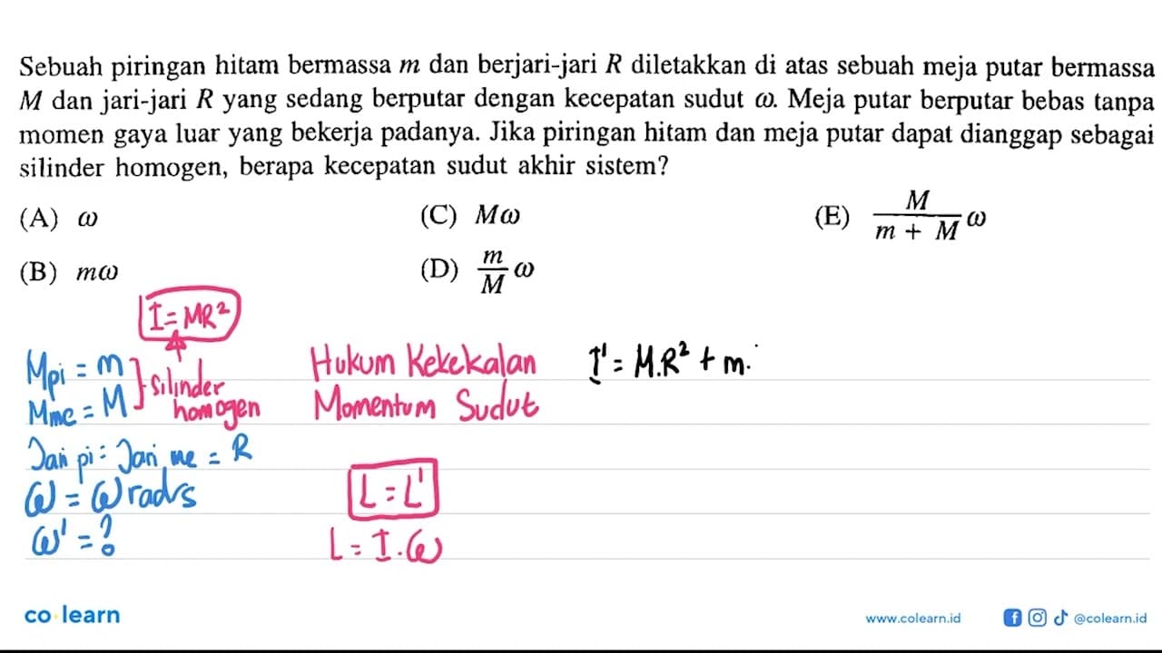 Sebuah piringan hitam bermassa m dan berjari-jari R