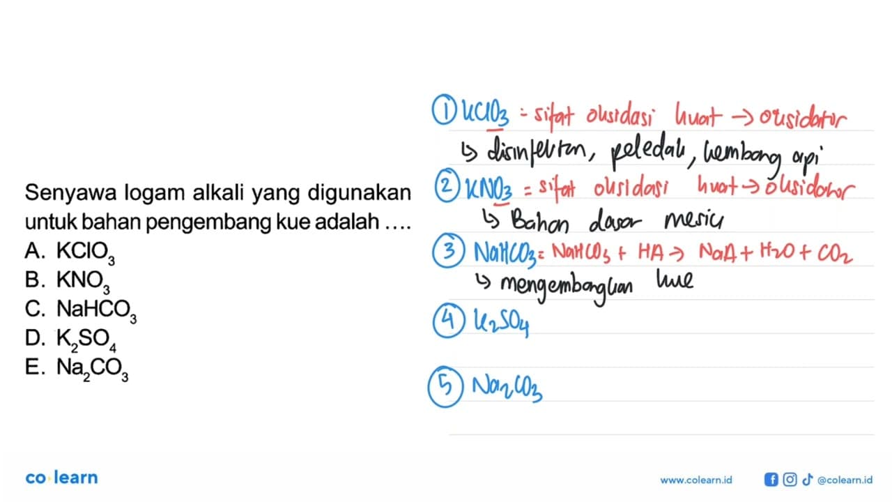 Senyawa logam alkali yang digunakan untuk bahan pengembang