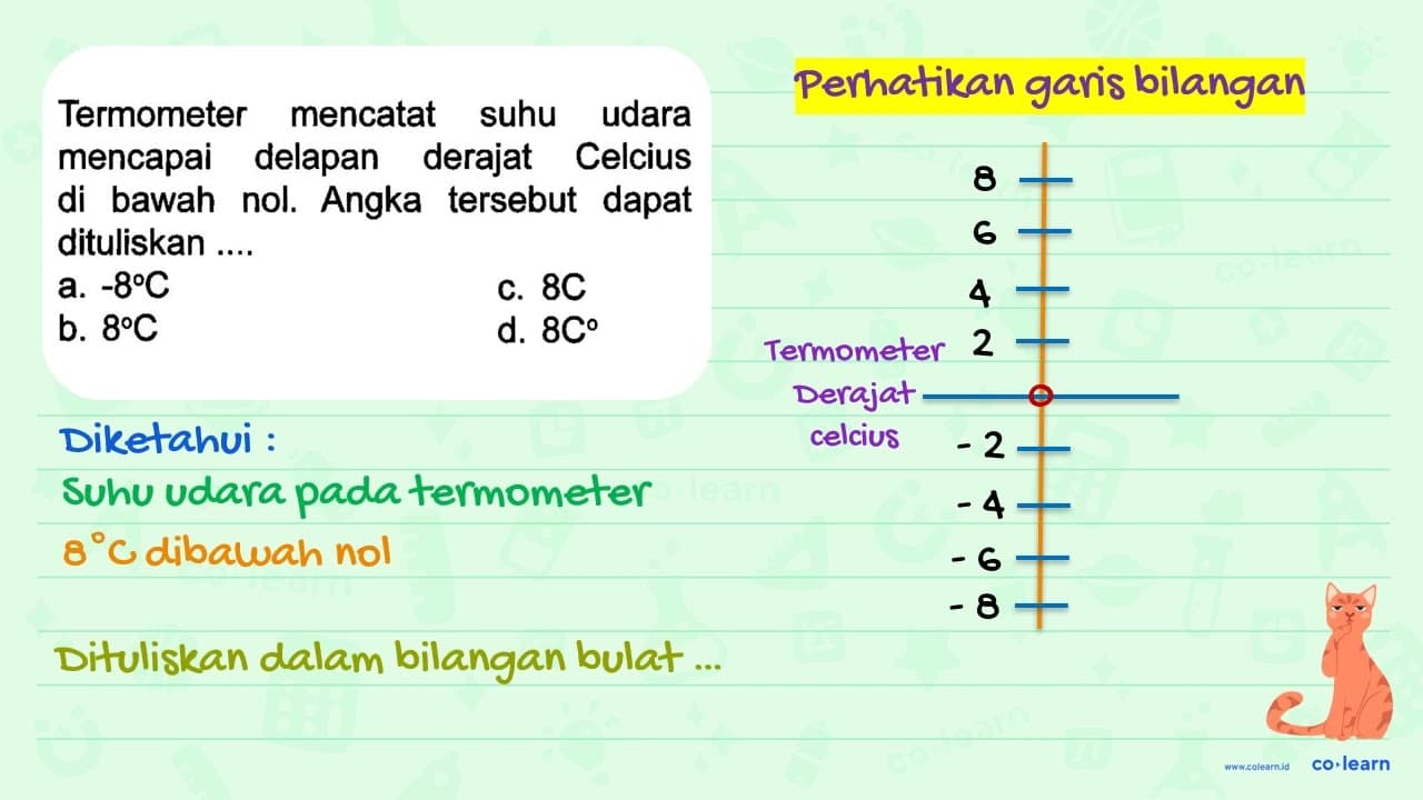 Termometer mencatat suhu udara mencapai delapan derajat