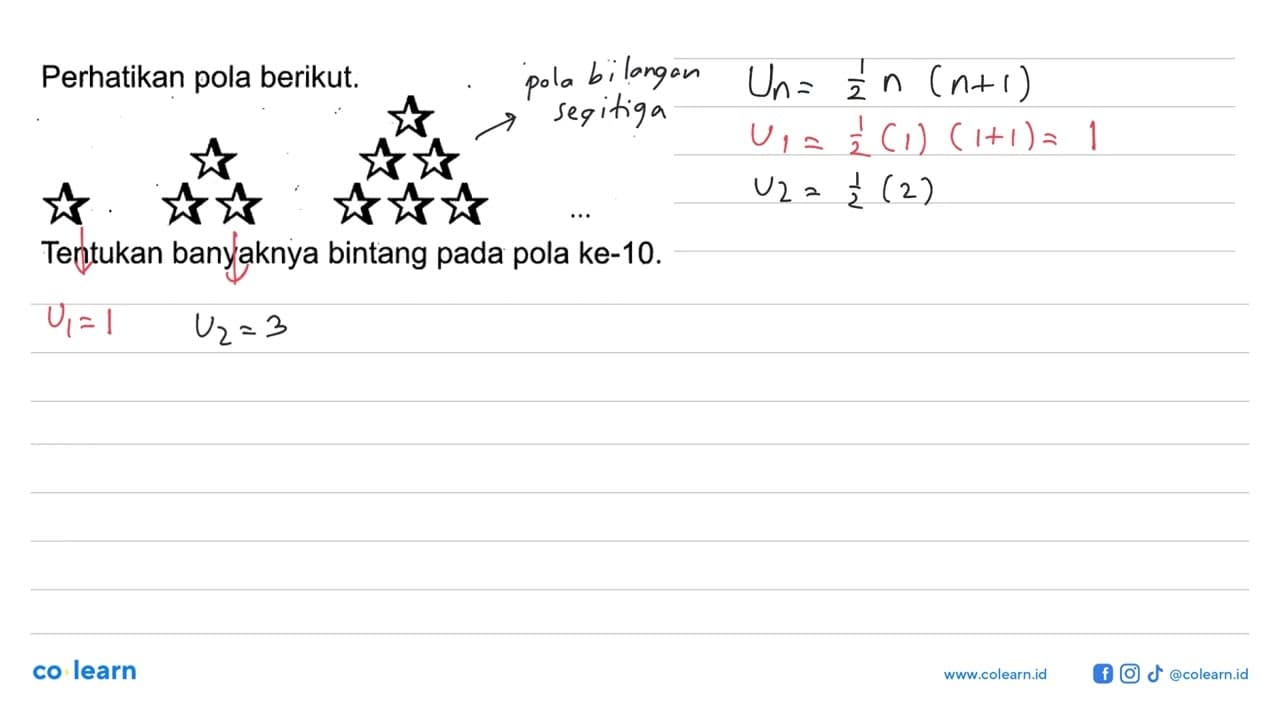 Perhatikan pola berikut. Tentukan banyaknya bintang pada