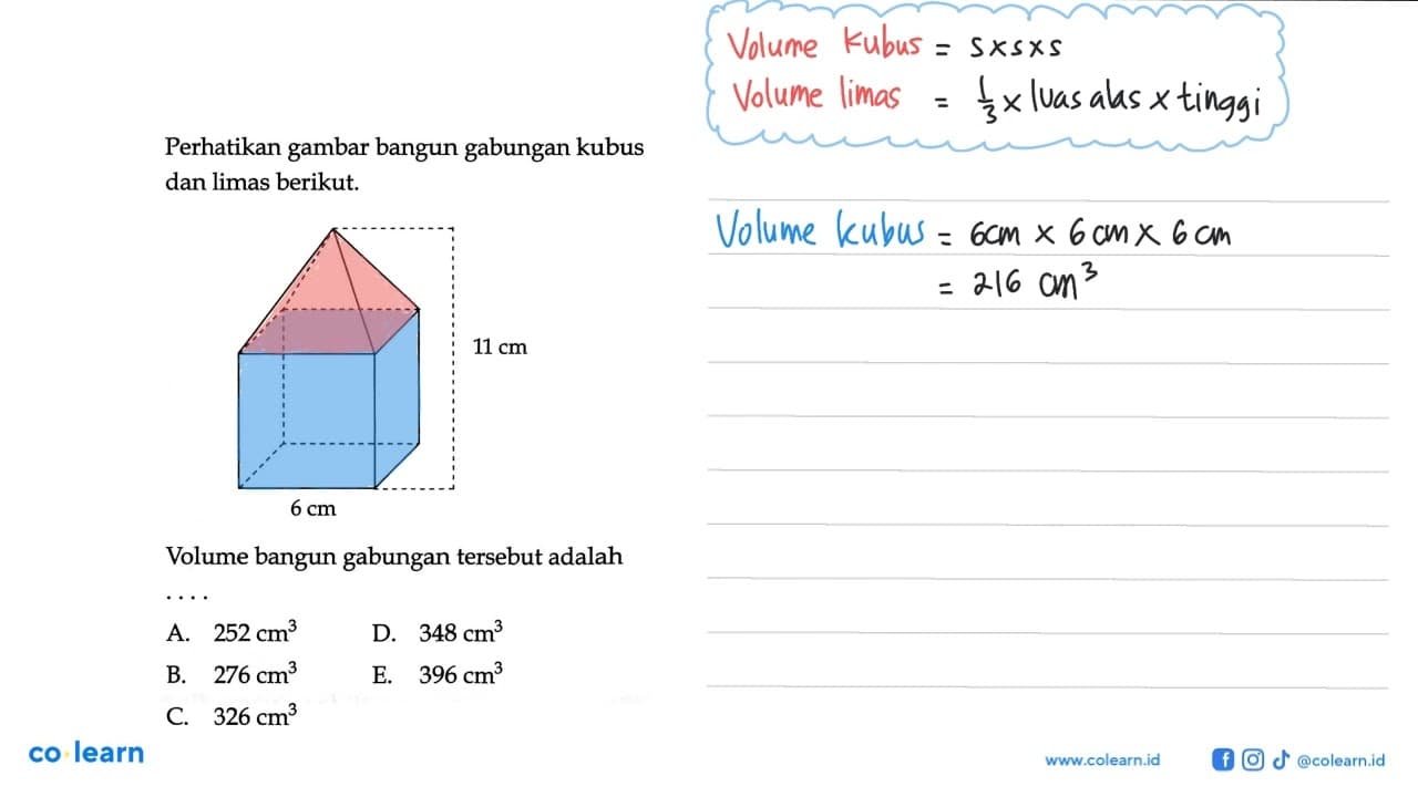 Perhatikan gambar bangun gabungan kubus dan limas