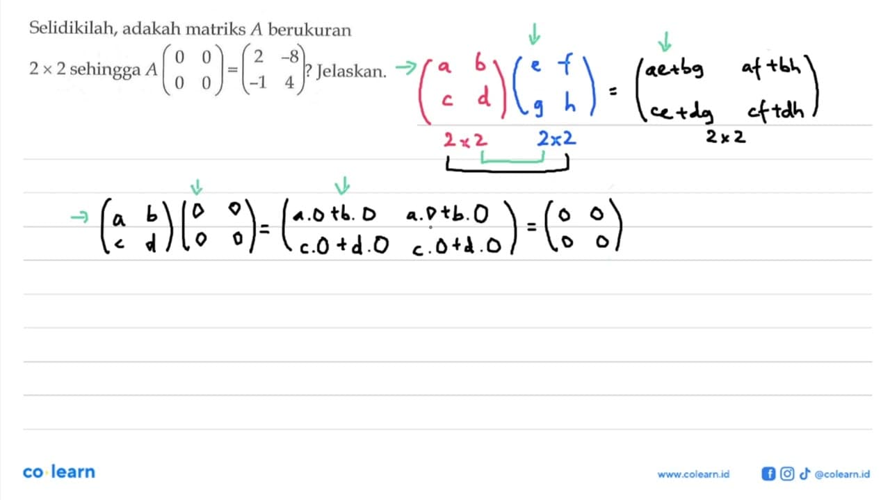 Selidikilah, adakah matriks A berukuran 2 x 2 sehingga A(0