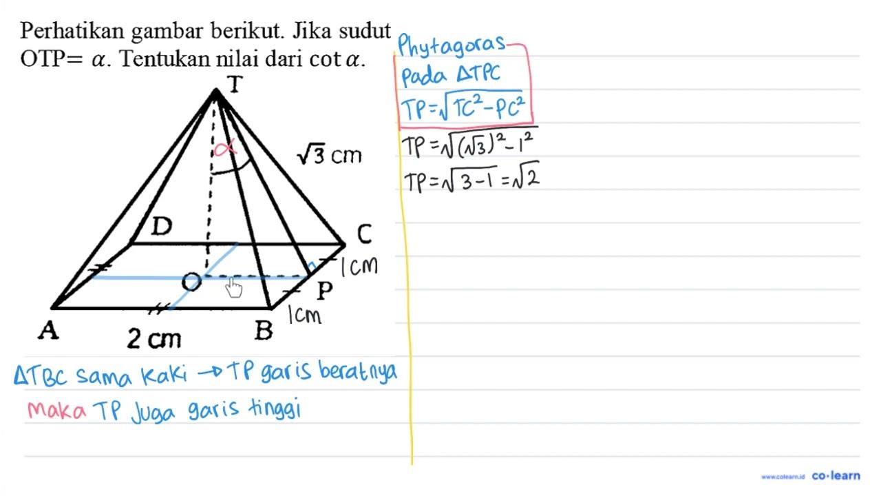 Perhatikan gambar berikut. Jika sudut OTP=a . Tentukan