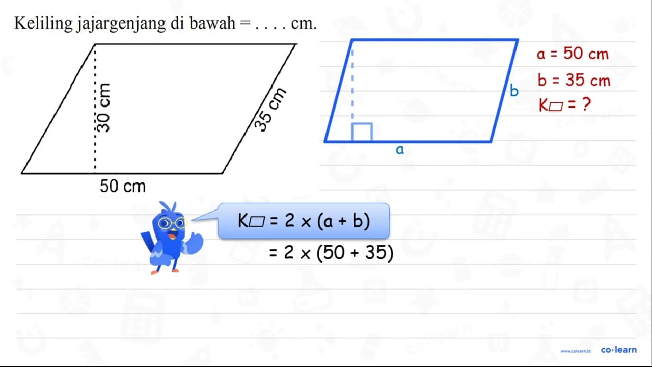 Keliling jajargenjang di bawah =... . cm .