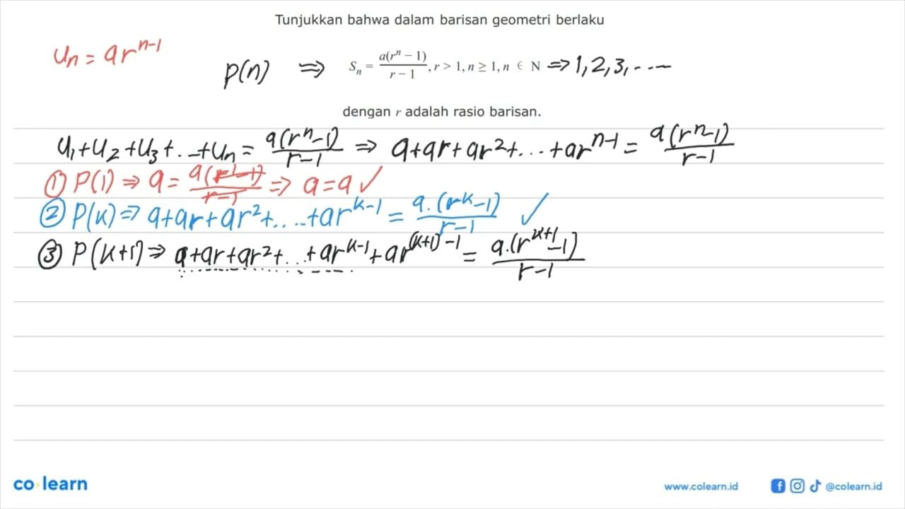 Tunjukkan bahwa dalam barisan geometri