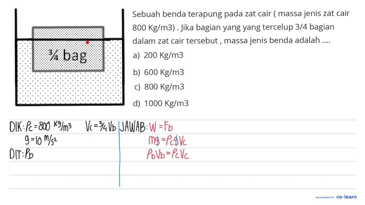 Sebuah benda terapung pada zat cair ( massa jenis zat cair