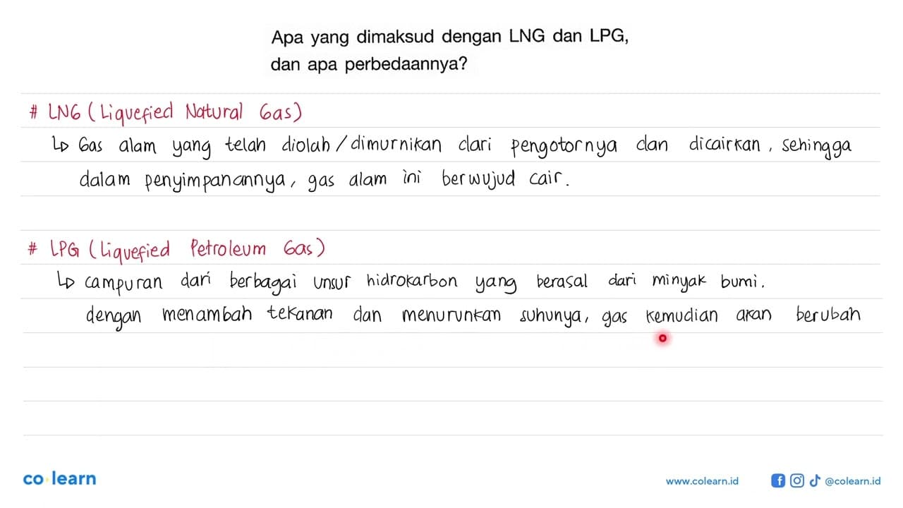 Apa yang dimaksud dengan LNG dan LPG, dan apa perbedaannya?