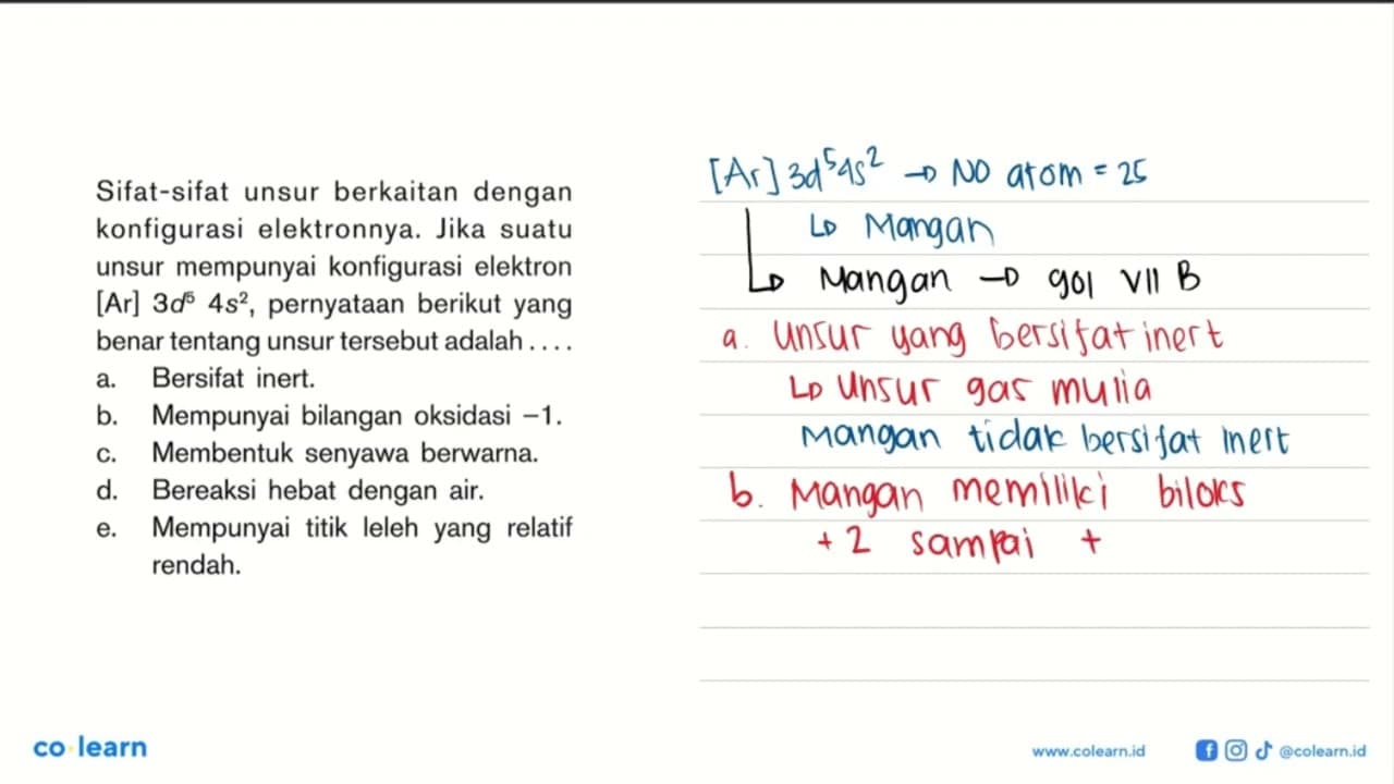 Sifat-sifat unsur berkaitan dengan konfigurasi elektronnya.