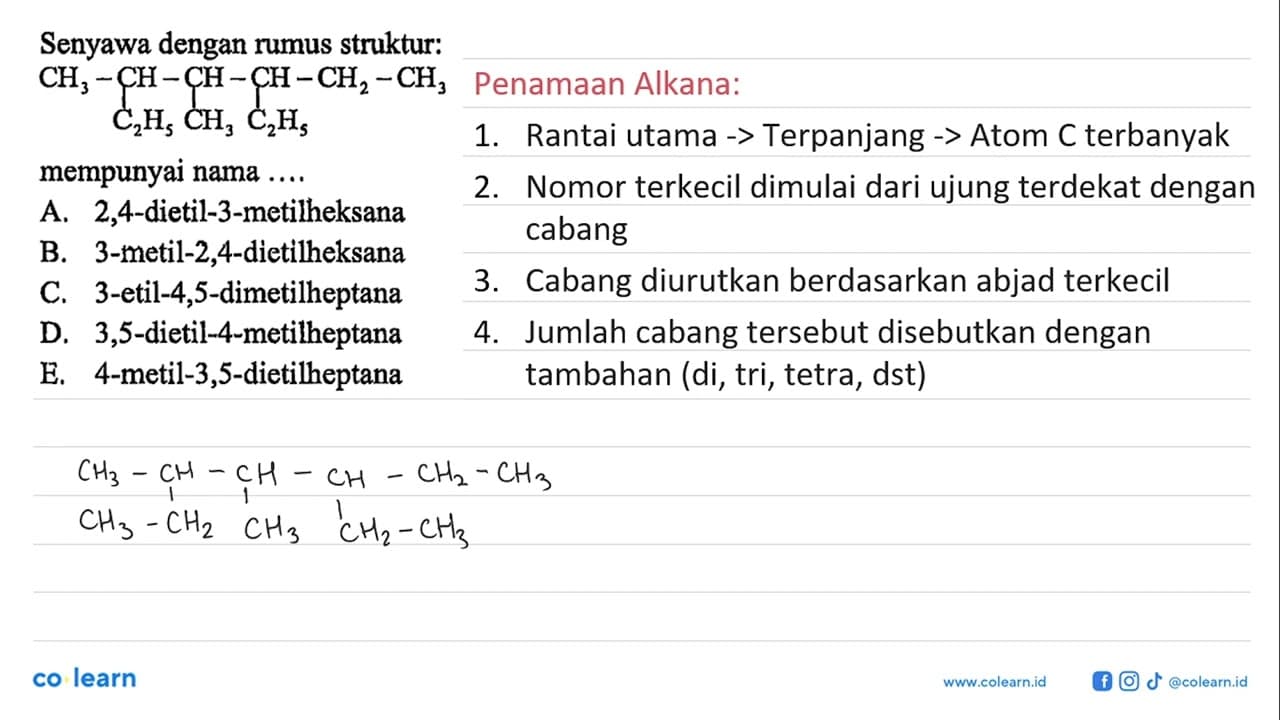 Senyawa dengan rumus struktur:mempunyai nama .... A.