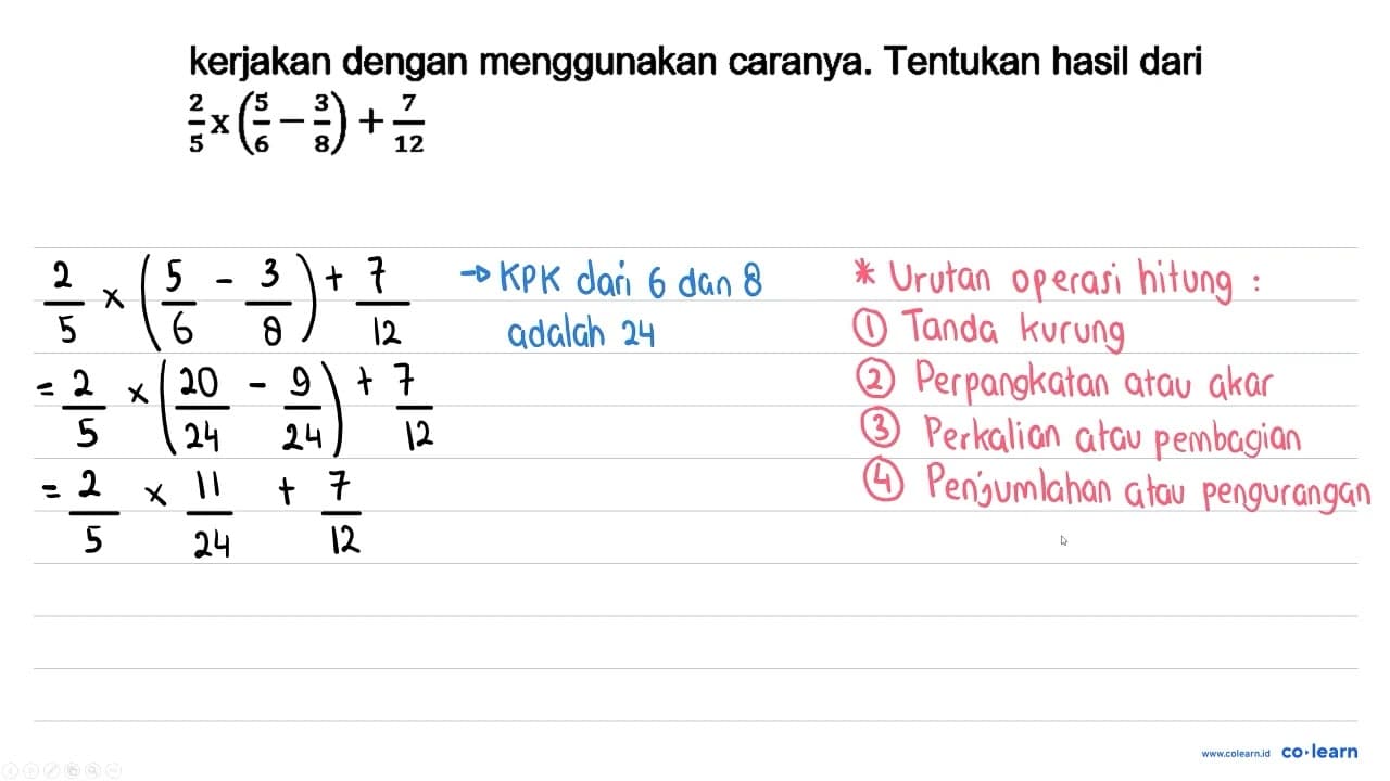 kerjakan dengan menggunakan caranya. Tentukan hasil dari