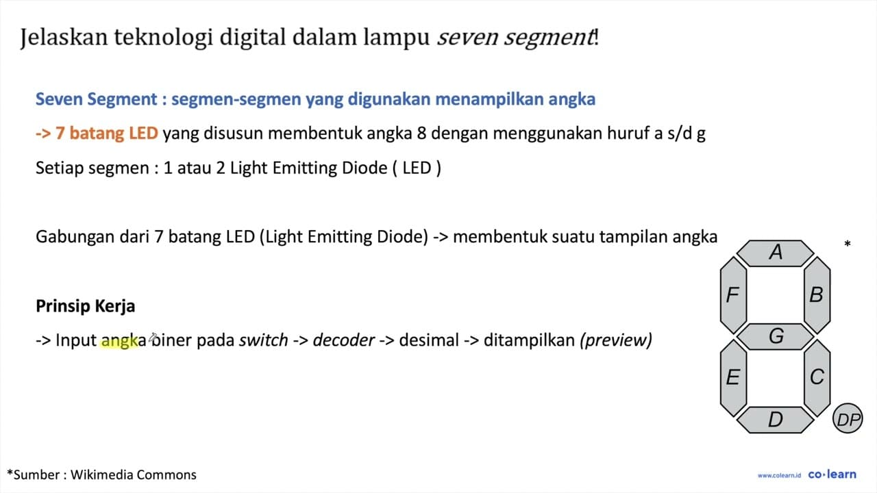 Jelaskan teknologi digital dalam lampu seven segment!