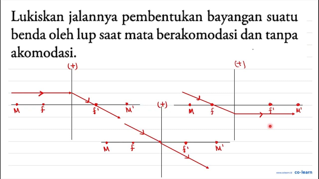 Lukiskan jalannya pembentukan bayangan suatu benda oleh lup