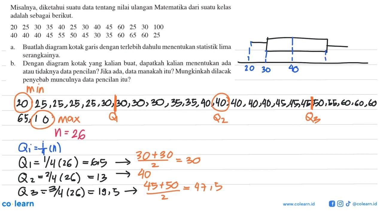 Misalnya, diketahui suatu data tentang nilai ulangan