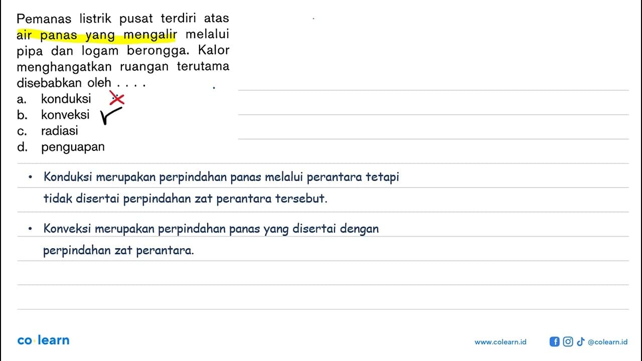 Pemanas listrik pusat terdiri atas air panas yang mengalir