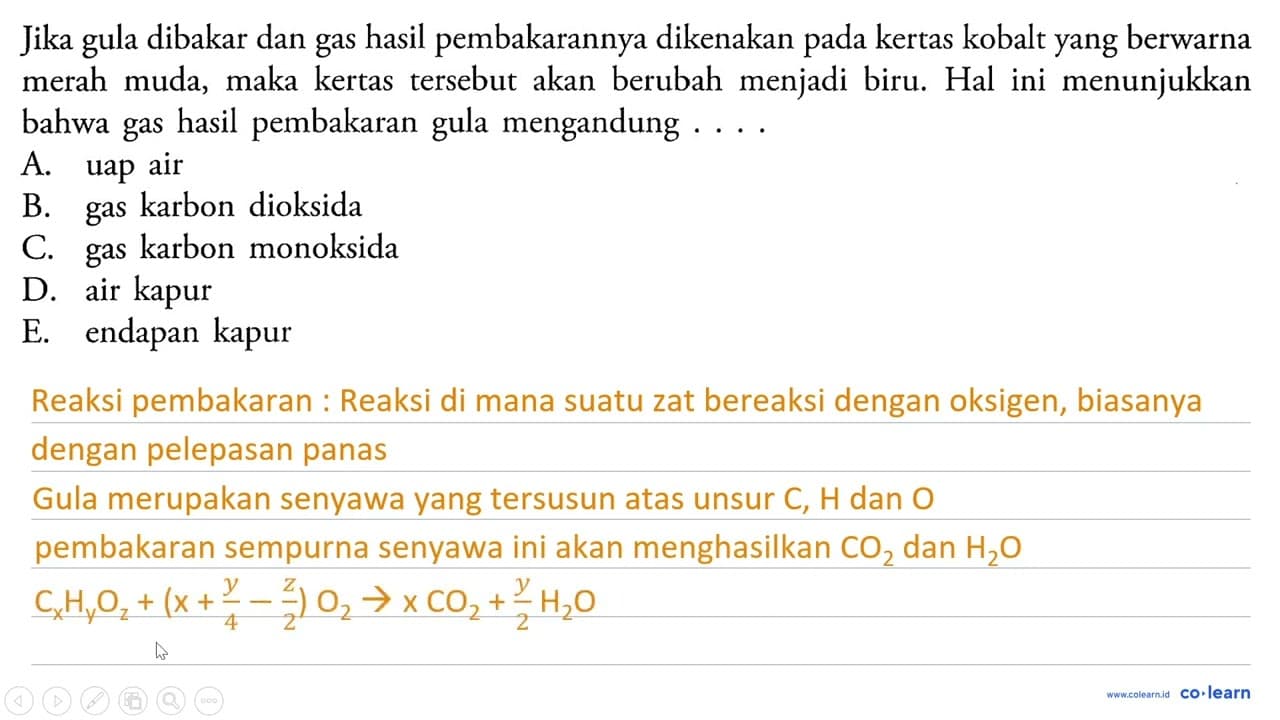 Jika dibakar dan gas hasil pembakarannya dikenakan kertas