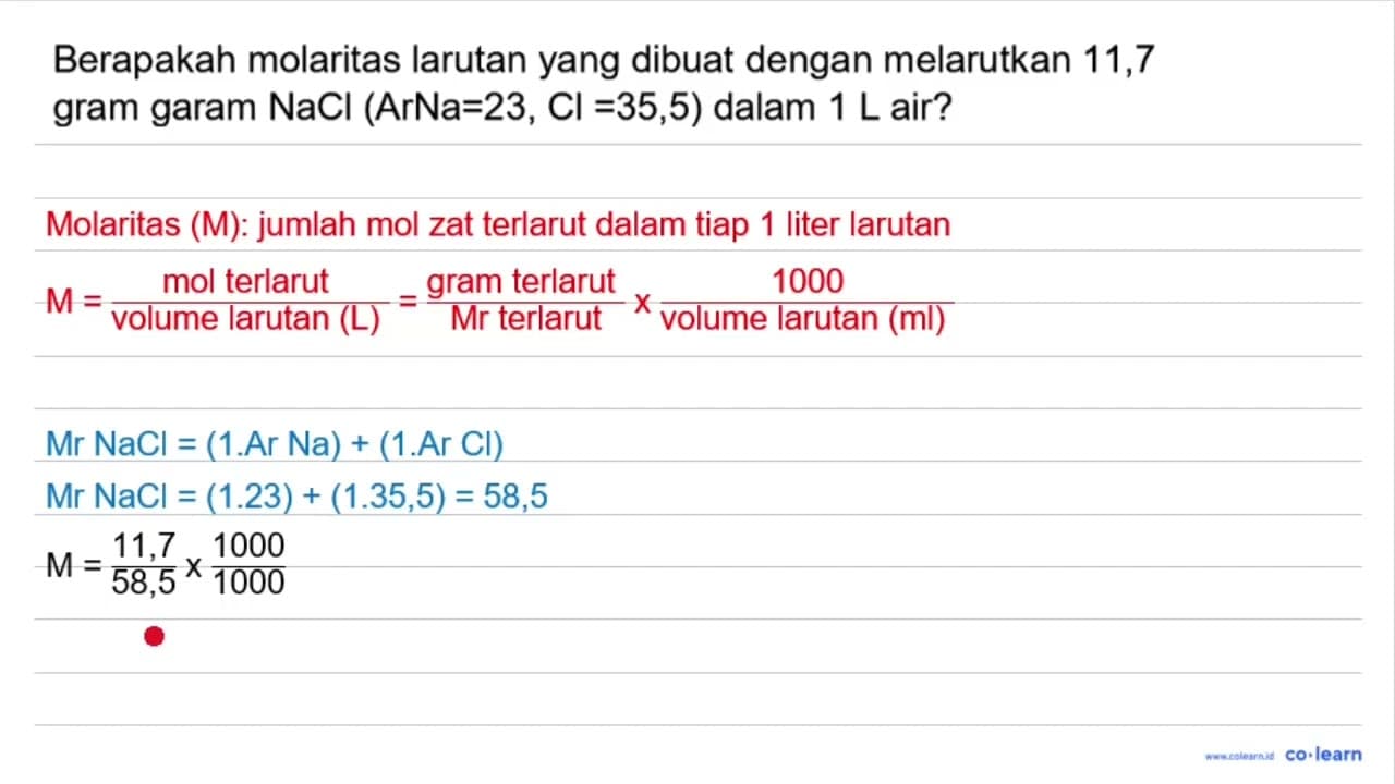 Berapakah molaritas larutan yang dibuat dengan melarutkan