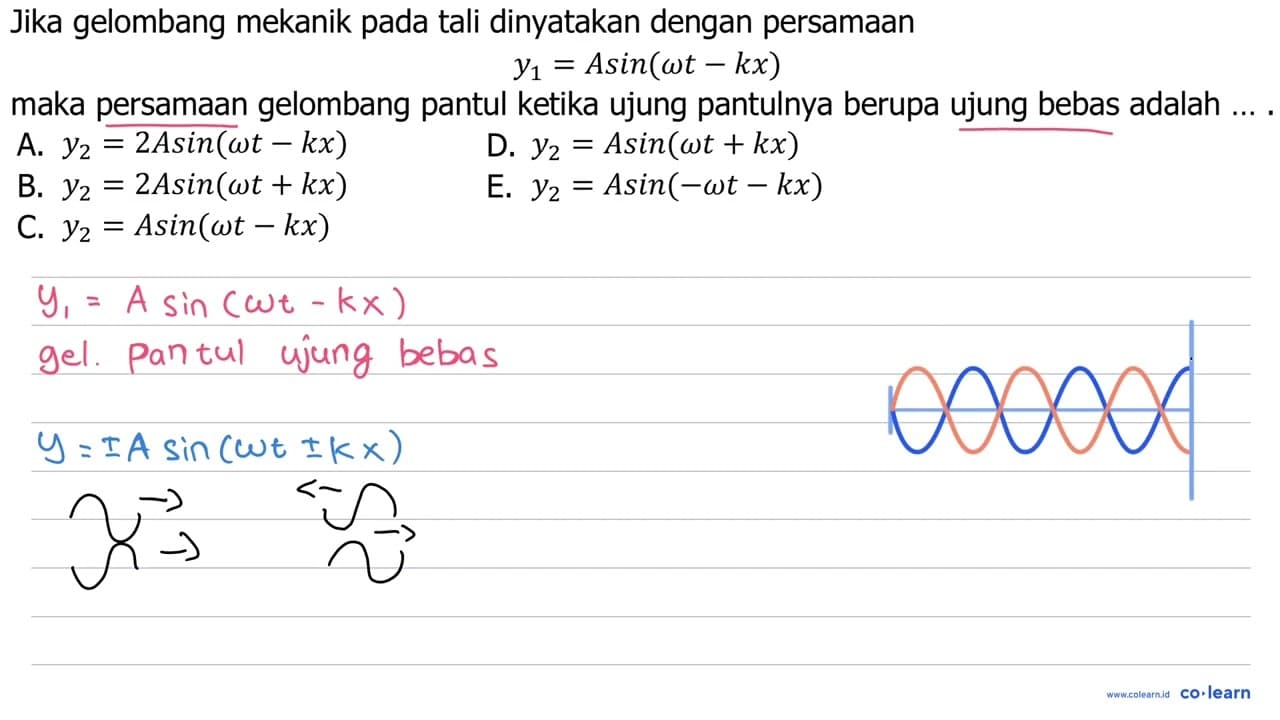 Jika gelombang mekanik pada tali dinyatakan dengan