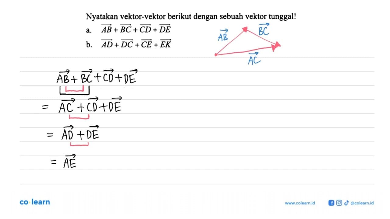 Nyatakan vektor-vektor berikut dengan sebuah vektor