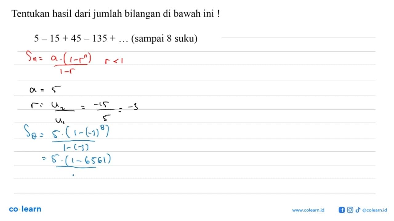 Tentukan hasil dari jumlah bilangan di bawah ini!