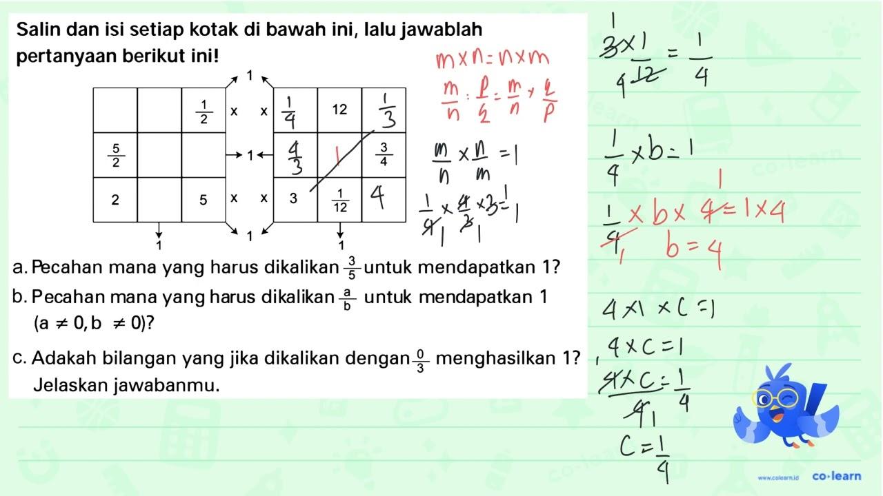 Salin dan isi setiap kotak di bawah ini, Ialu jawablah