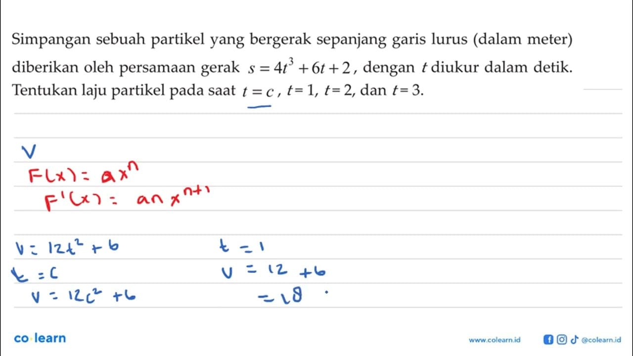 Simpangan sebuah partikel yang bergerak sepanjang garis