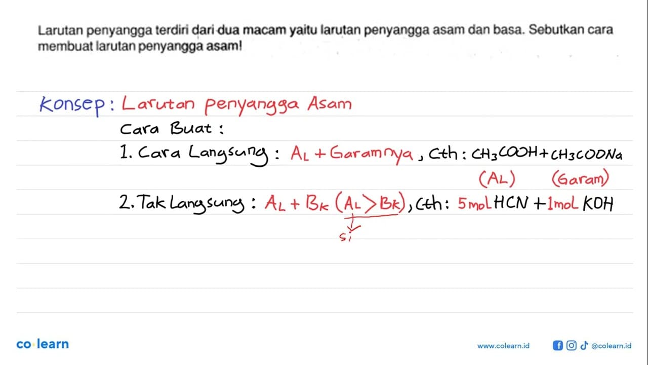 Larutan penyangga terdiri dari dua macam yaitu larutan