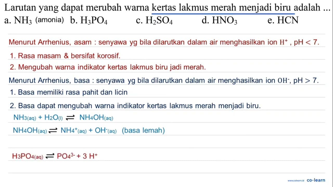 Larutan yang dapat merubah warna kertas lakmus merah