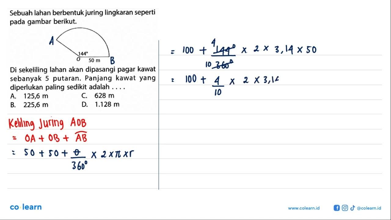 Sebuah lahan berbentuk juring lingkaran seperti pada gambar