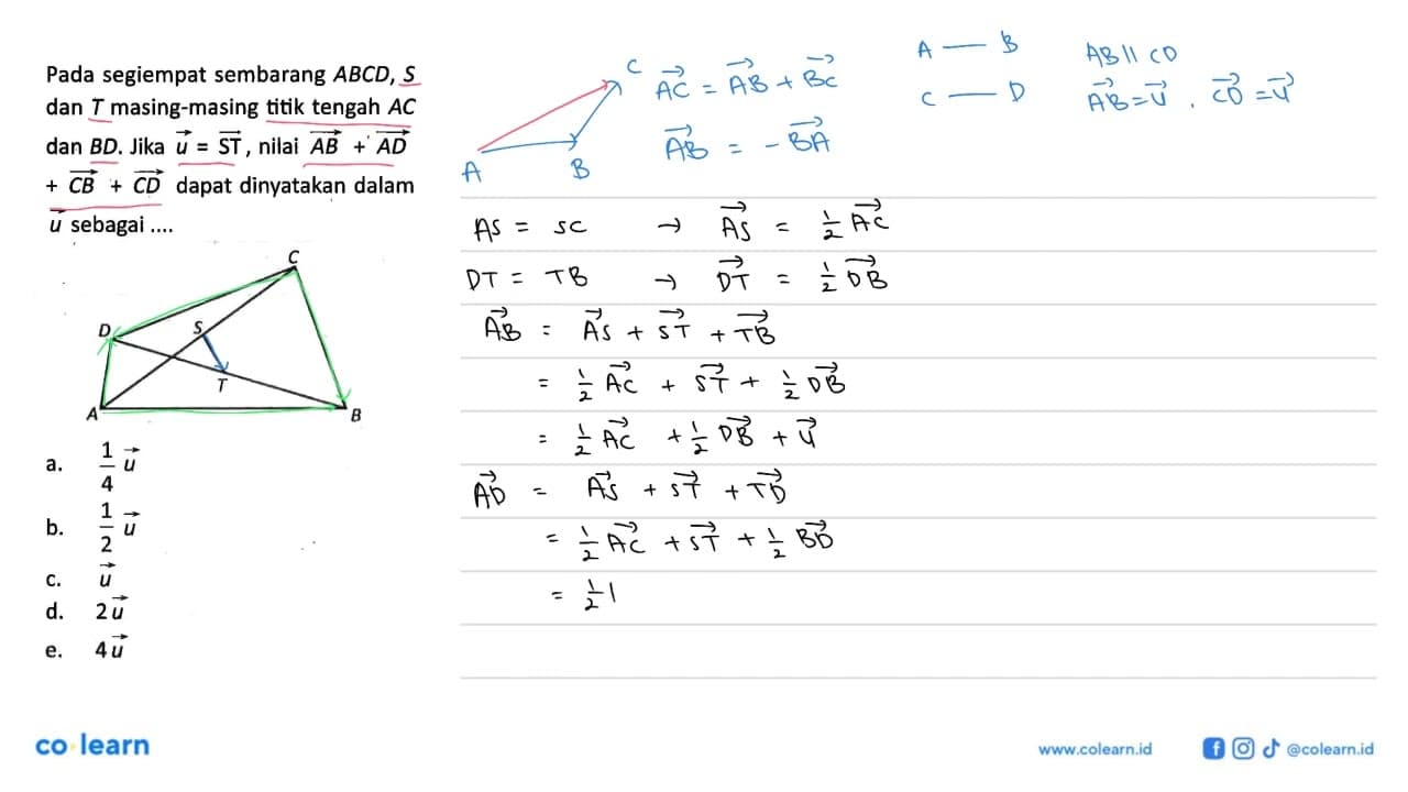 Pada segiempat sembarang ABCD, S dan T masing-masing titik