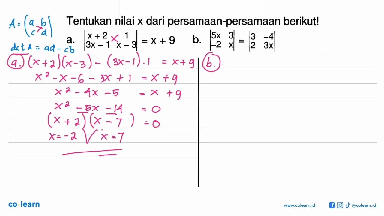 Tentukan nilai x dari persamaan-persamaan berikut!a. |x+2 1