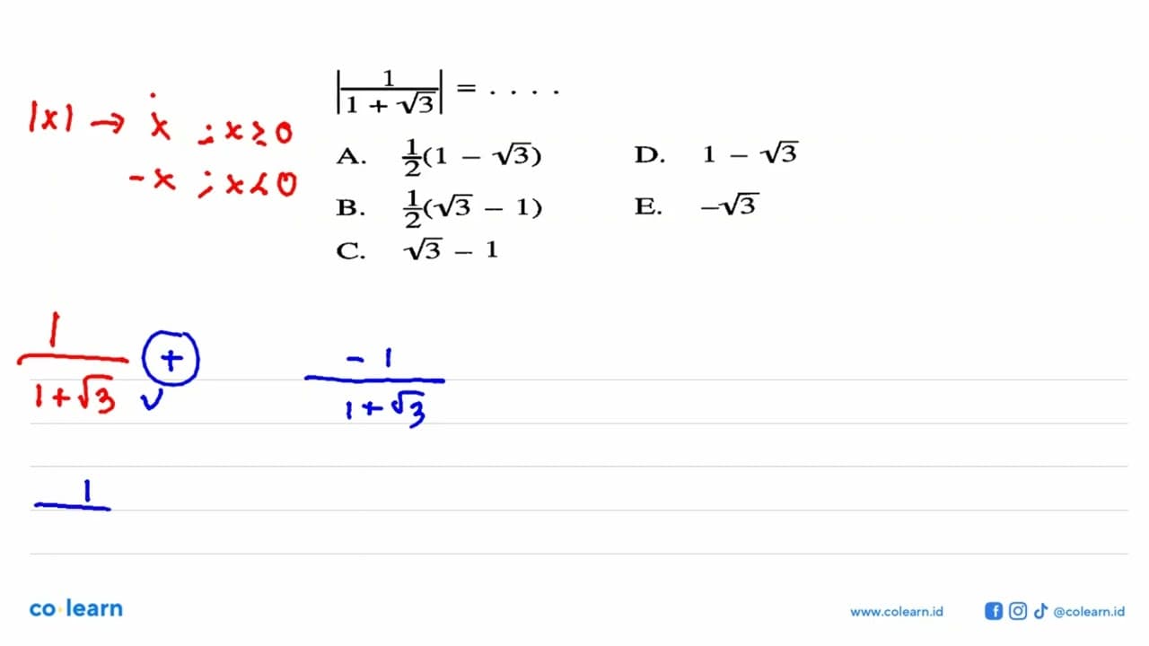 |1/(1+akar(3))|=....