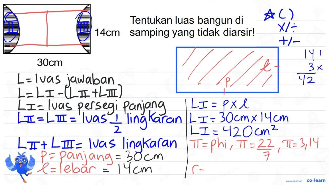 Tentukan luas bangun di 14 cm samping yang tidak diarsir!