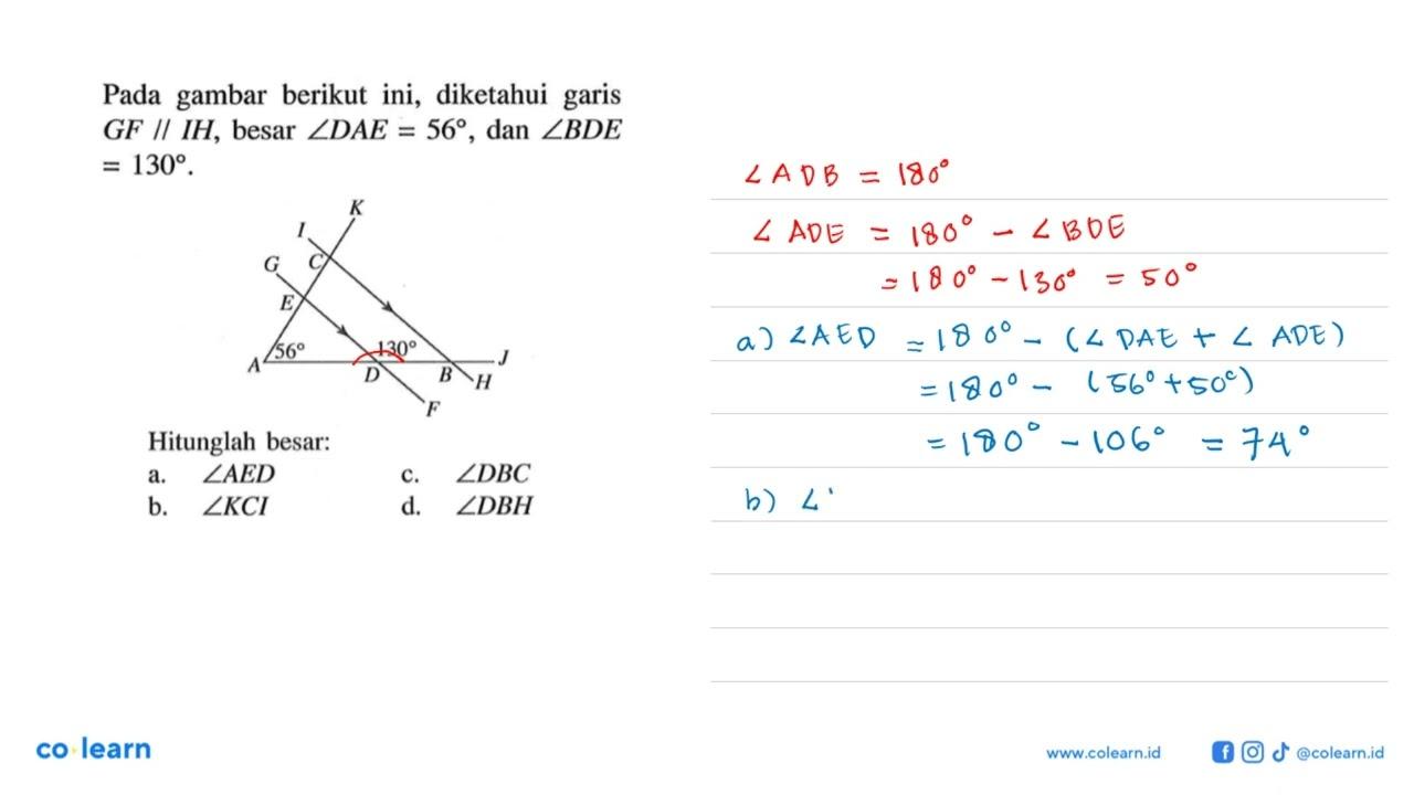 Pada gambar berikut ini, diketahui garis G F sejajar IH,